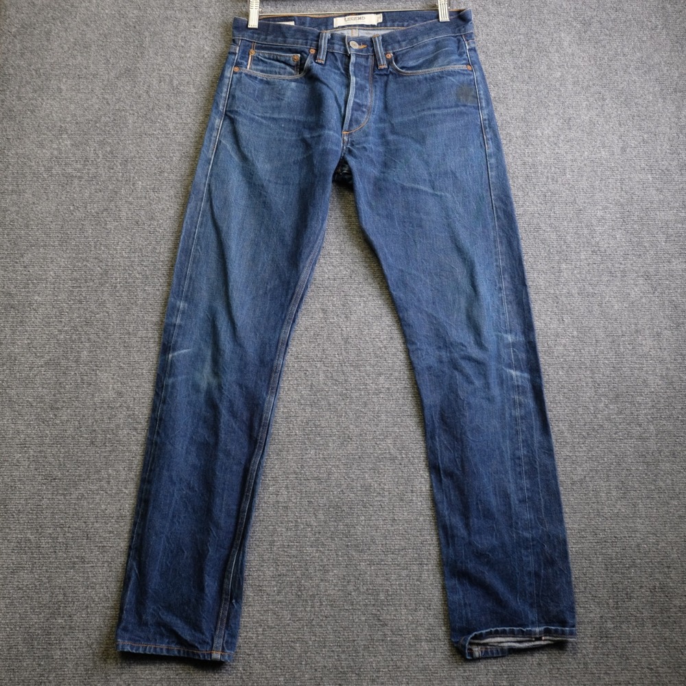 Lucky Brand Jeans Mens 30x32 Blue Selvedge 121 Heritage Slim White Oak Cone USA